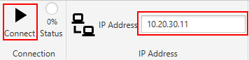 Connect button and IP Address field