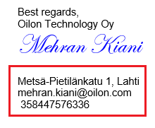 Print of contact information into quotation