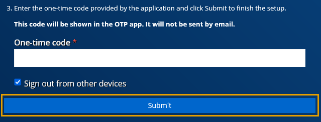 Entering one-time code