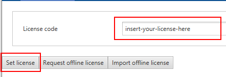 Setting license code
