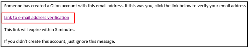 e-mail address verification link